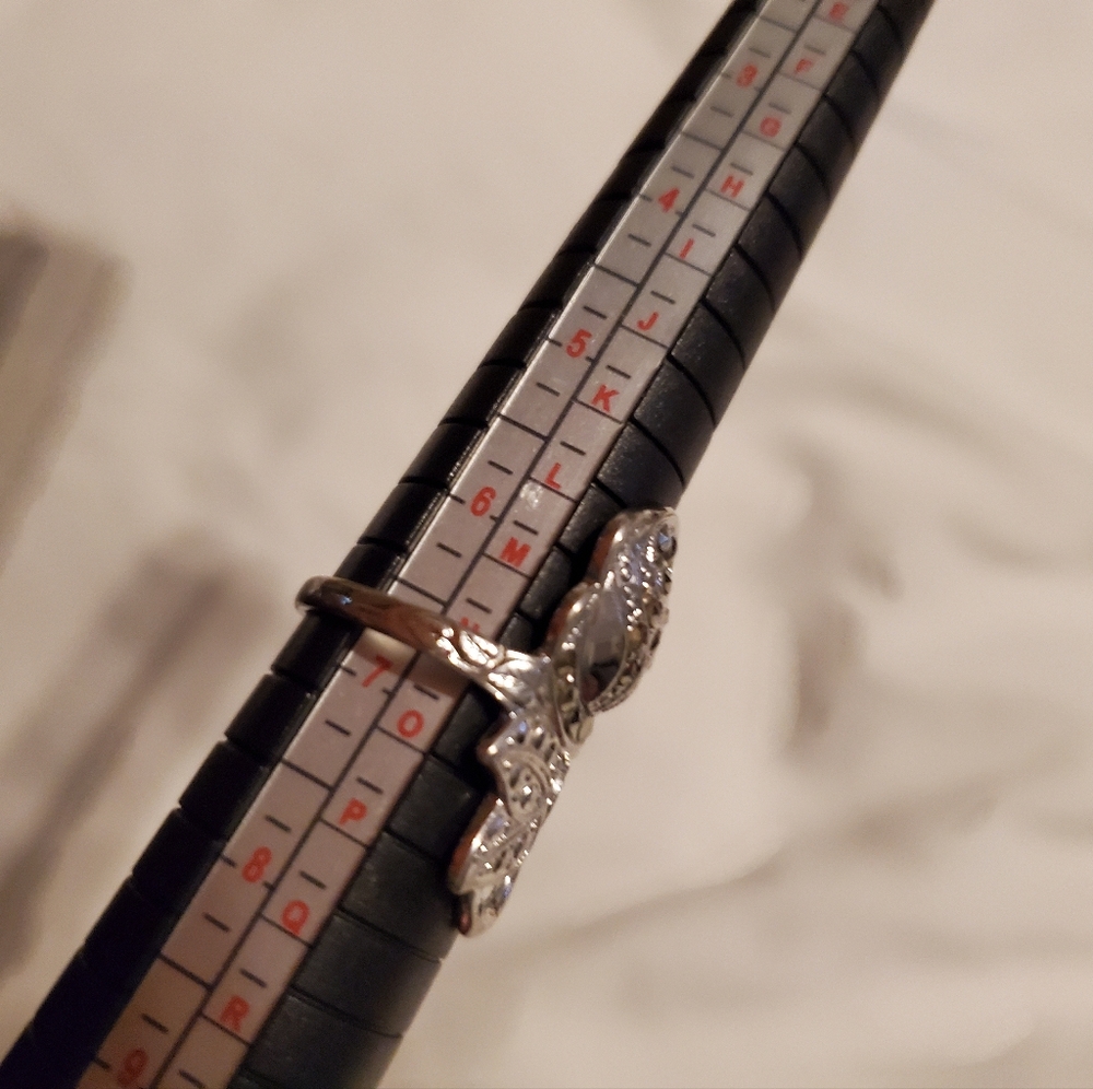 Silver Crystal Rose Statement Ring - image 5